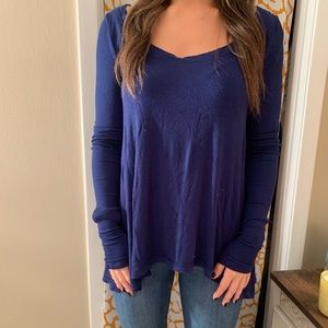 Oversized navy free people blouse